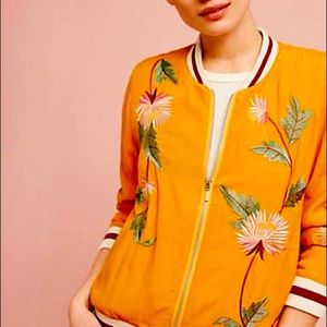 Anthropologie Elevenses Embroidered Bomber Jacket
